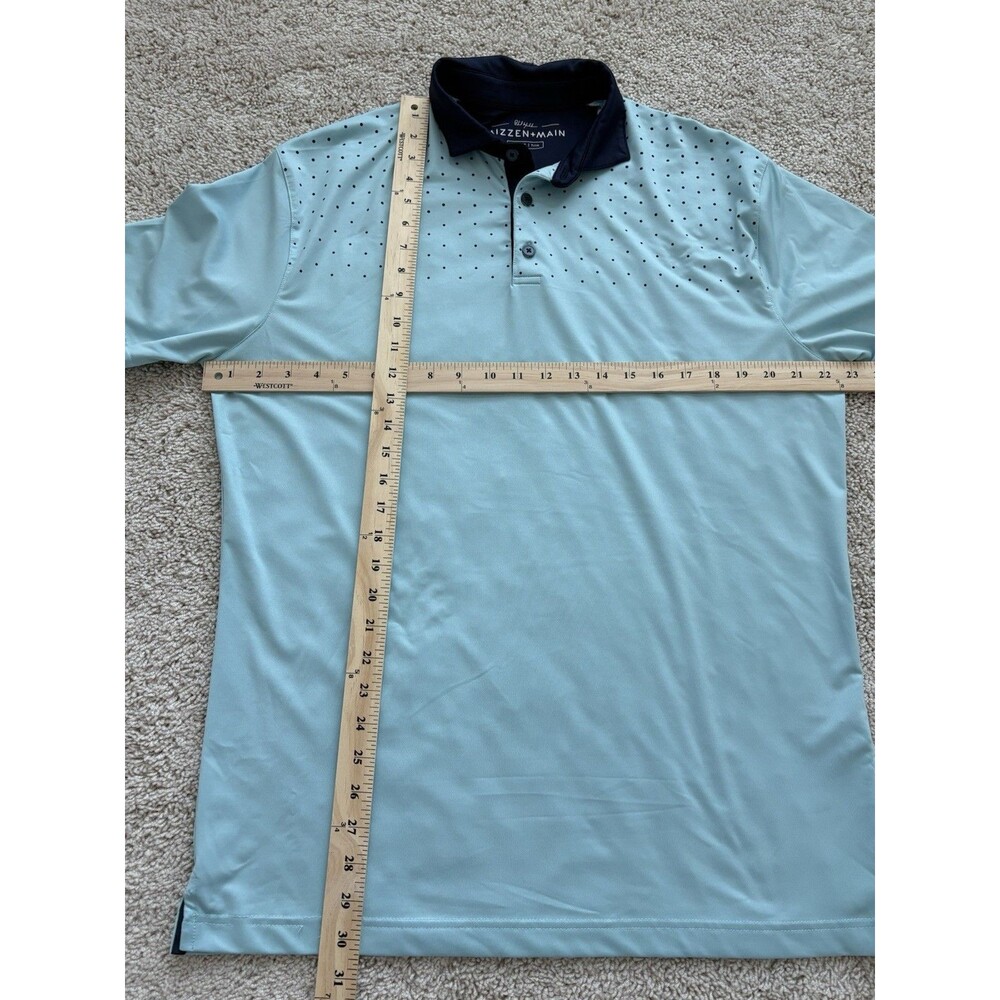Mizzen + Main Polo Shirt Mens Large Blue Navy Dot Performance Golf Stretch Golf - Picture 8 of 8